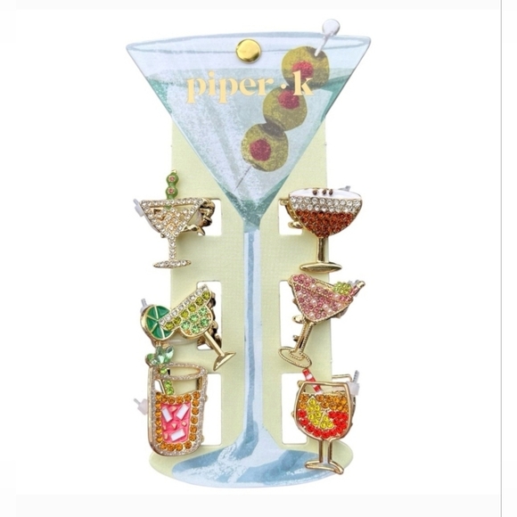 🔹Piper K Martini Cosmo Margarita Cocktail Drinks Espresso Mini Hair Clips Viral - Picture 1 of 3